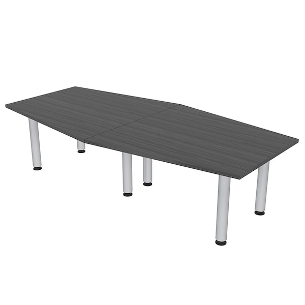 45 in W, 96 in L, 29 in H, Engineered Wood Top, Grey